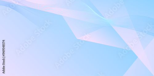 パステルカラーの幾何学的な面と繊細なウェーブラインが重なり合う柔らかく幻想的な印象のモダン抽象背景デザイン