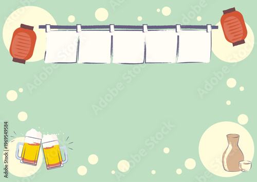 明るいカラーの居酒屋暖簾フレーム