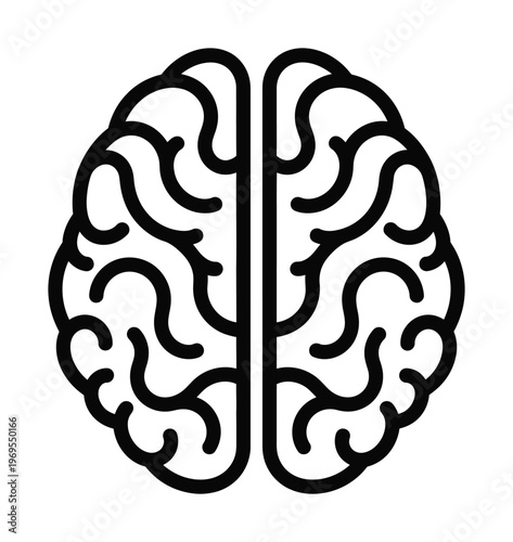 Vector of a brain featuring intricate lines and symmetrical design elements