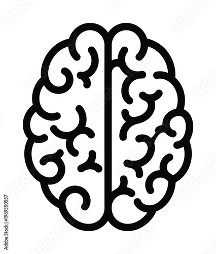Vector of a human brain with intricate patterns depicting the cerebral cortex