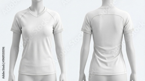 Blank white athletic shirt mockup for women, ideal for female soccer player team uniform design
