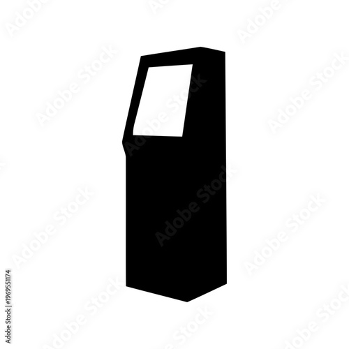 Isolated Kiosk Terminal in Black and White, Interactive Touchscreen Display