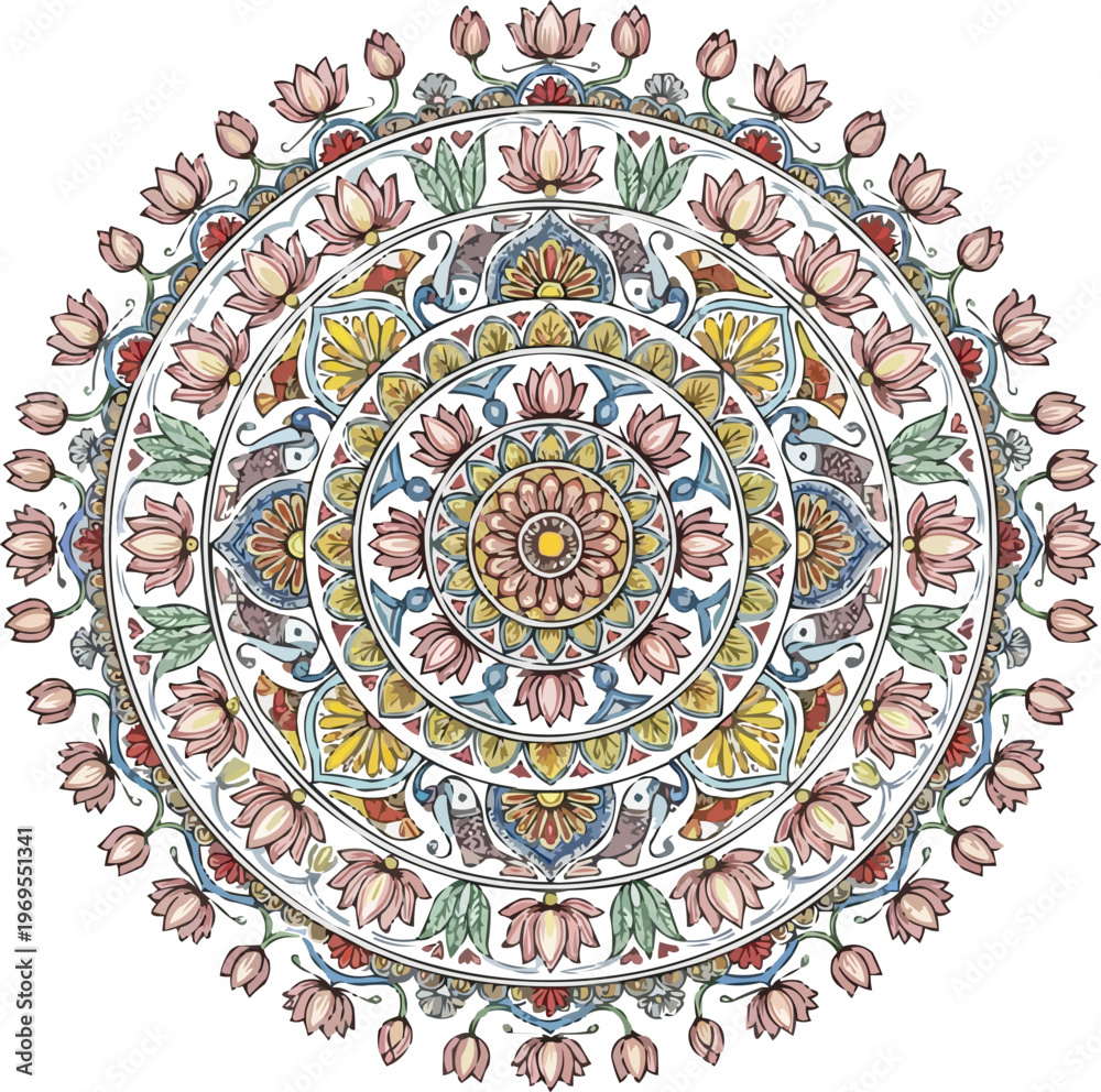 Obraz premium Elegant mandala design with Bengali floral inspiration.