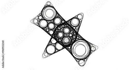 Geometric shapes, abstract design, black and white, vector graphic, modern art