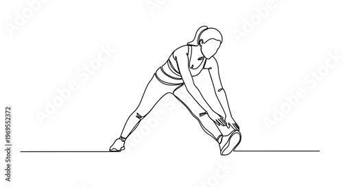 Yoga, stretching, woman exercise, fitness illustration, line art