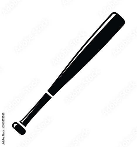 Vector of a baseball bat with a cylindrical handle and a sleek tapered barrel