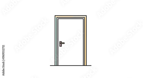 Door with colorful outline and handle.