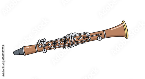 Wooden Clarinet Musical Instrument Closeup.