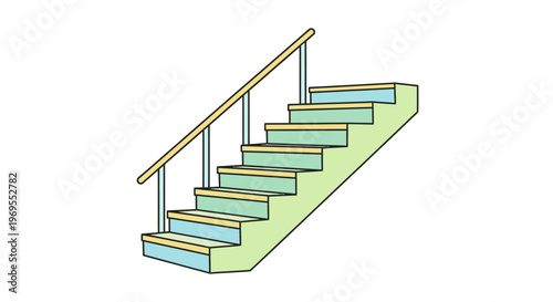 Staircase with railing and steps.