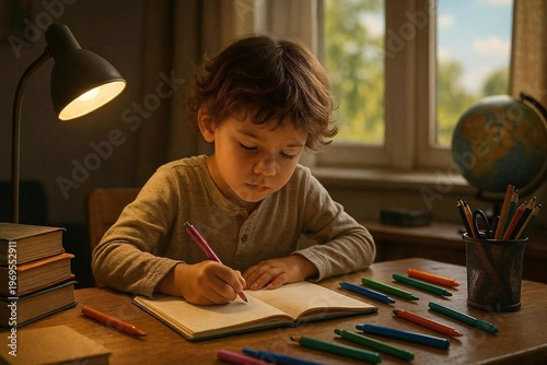 Evening Homework by Lamplight