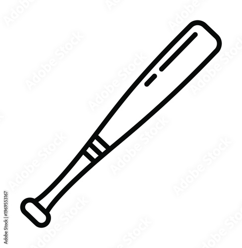 Vector of a sleek baseball bat, isolated on a plain background