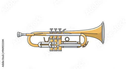 Brass Trumpet Musical Instrument Closeup.
