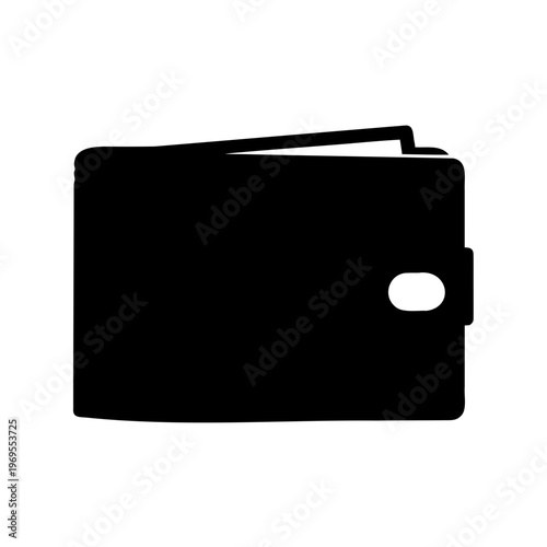 Silhouette image of a classic leather wallet with a snap closure flap