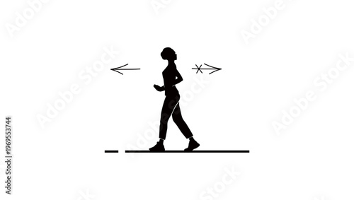 go forward while looking back, black isolated silhouette