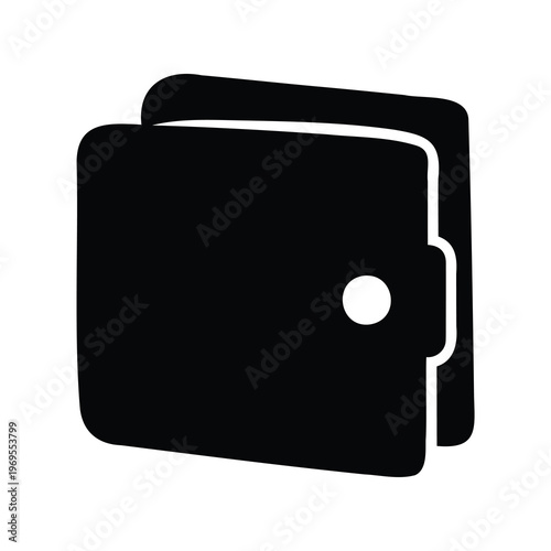 Stylized Black Wallet Icon Representing Finance, Savings and Monetary Transactions