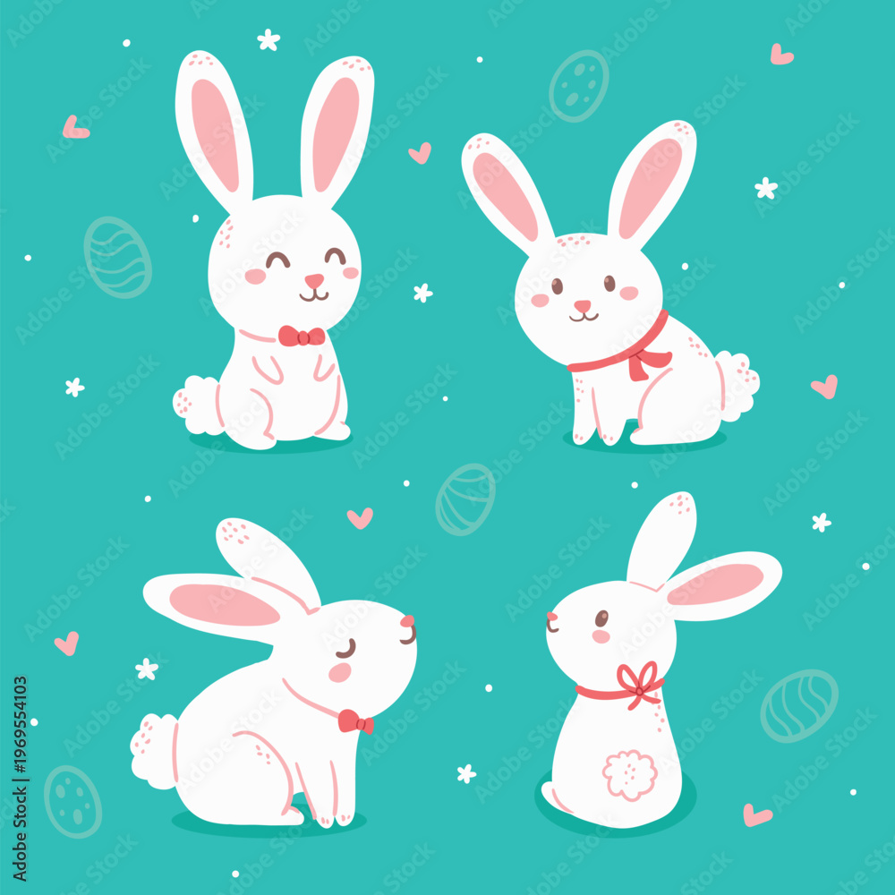 Fototapeta premium vector illustration of easter rabbits