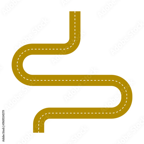 Abstract winding gold road graphic representing a journey, complex route, or intricate path forward with multiple twists and turns