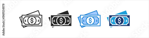 Banknote Icon Set Multiple Style Vector Collection