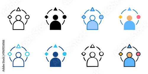 Skill building icons set multiple style collection. Editable stroke 
