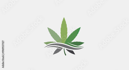 Cannabis leaf logo design with waves vector illustration on white