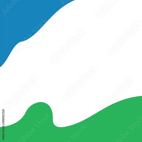 This image depicts a stylized landscape of green hills under a blue sky. The simple, abstract design evokes a sense of serenity and peacefulness. The vibrant colors and smooth curves 