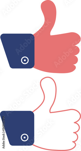 modern thumbs up icons in different colors and styles isolated on white background, illustration