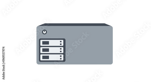 Gray server with three disk drives.