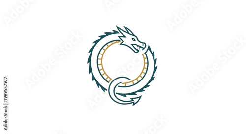 a dragon curled up in a circle.