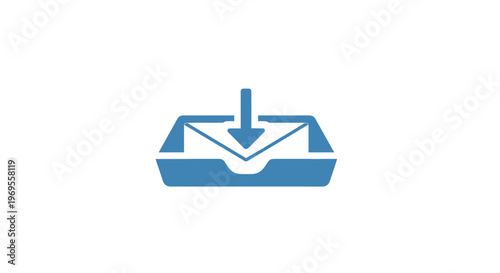 Blue download icon with envelope.