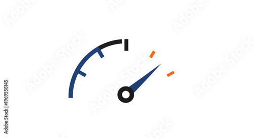 A fuel gauge with a blue needle.