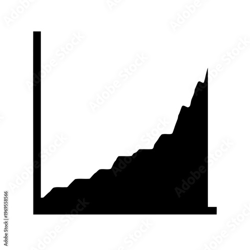 Black growth representation on a white background, climbing up an invisible wall