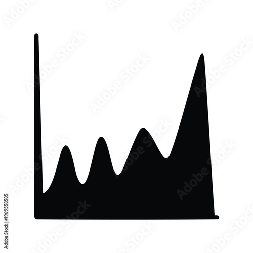 Silhouette of a fluctuating line graph representing data trends and variations