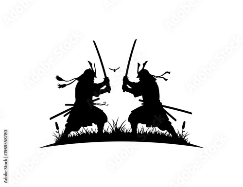 Samurai Duel in Traditional Armor