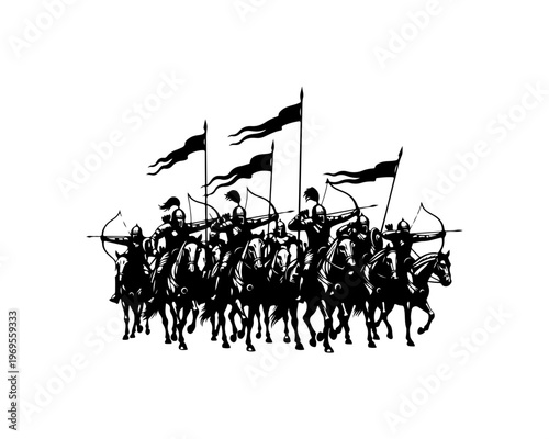 Ancient Cavalry and Archers in Battle Formation