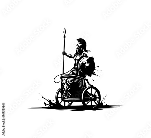 Gothic Warrior on Chariot Vector Illustration
