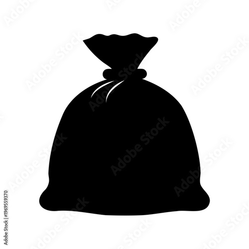 Silhouette of a tied up sack filled with valuable goods or treats