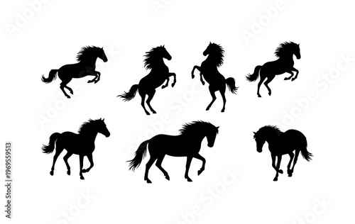 Dynamic Silhouette Horses in Various Poses