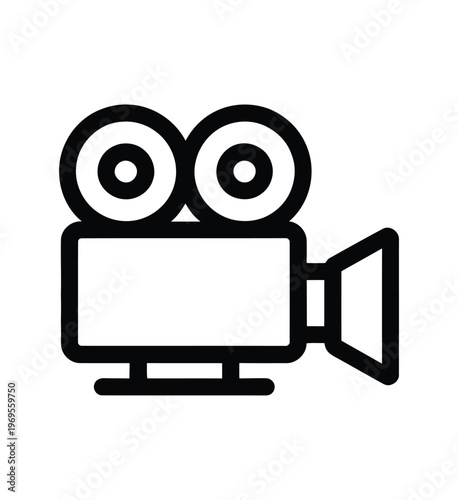 Vector of a classic film camera with large round eyes and a square body design