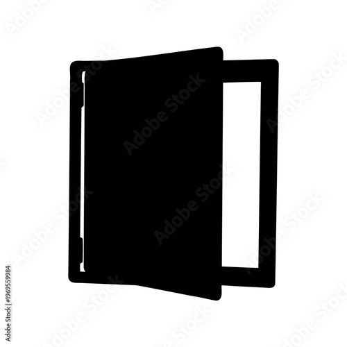 Illustration of a book with its cover open revealing blank pages