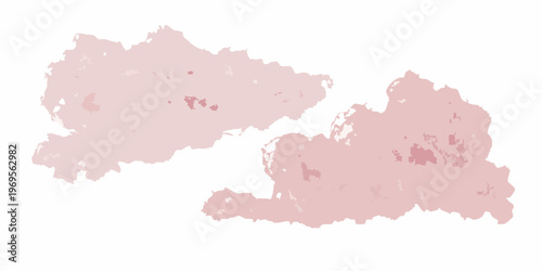 Abstract pink shapes resembling landmasses with speckles and irregular edges
