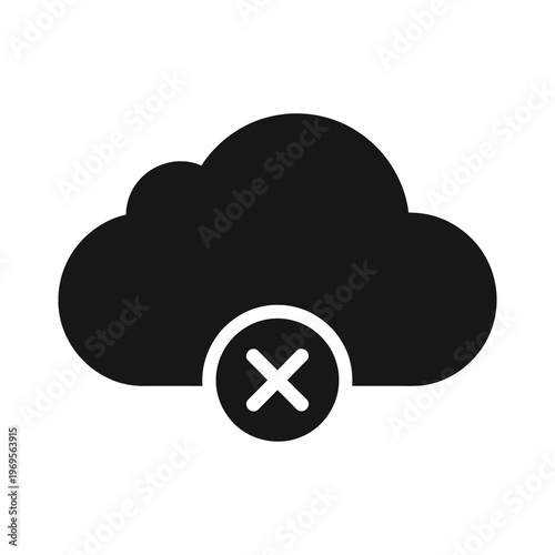 Cloud icon with a black cross symbolizing disconnection