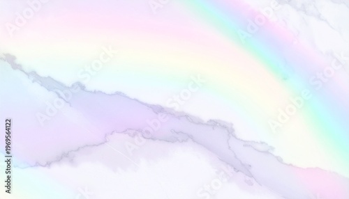 淡い虹がかかるパステル調の空を描いたやわらかい抽象背景