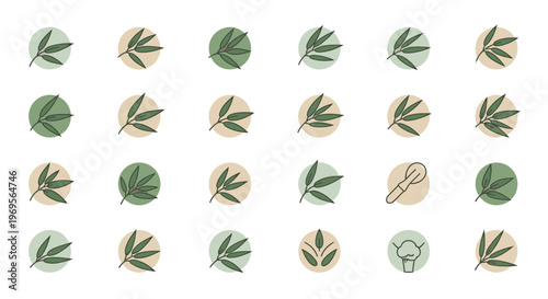 Olive Branch Icon Set Minimalist Design Background for Website App and Social Media Content Creation