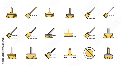 Broom Icons Set Vector Illustration Cleaning Tools Simple Design for Website App and Presentation Stock Image