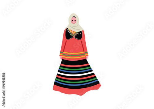 イランの伝統的な民族衣装を着た女性のイラスト