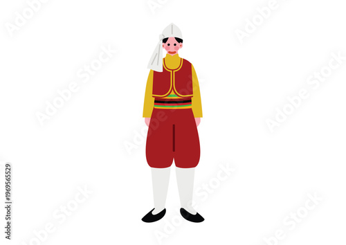 トルコの伝統的な民族衣装を着た男性のイラスト