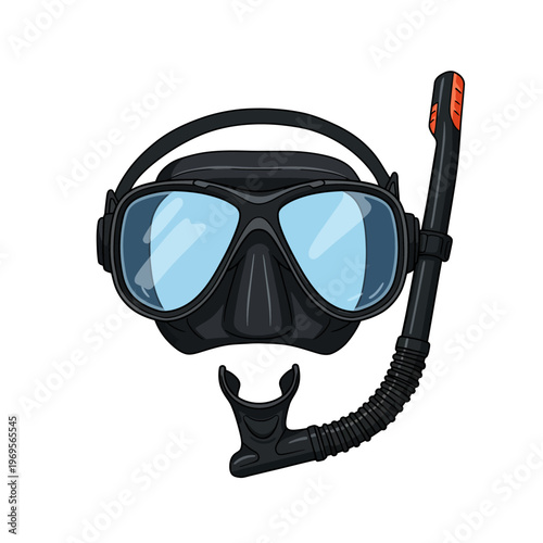 Black Snorkeling Mask and Tube Equipment.