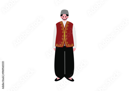 イランの伝統的な民族衣装を着た男性のイラスト