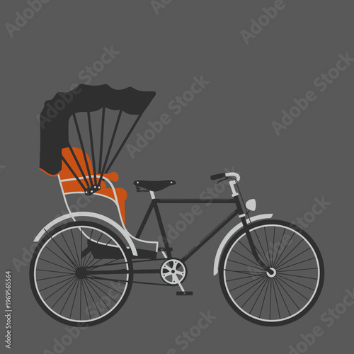 Black Tricycle with Large Rear Seat.