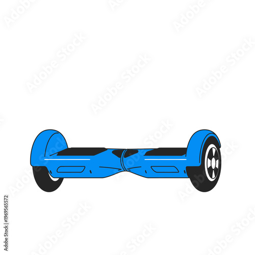 Blue hoverboard with black wheels.
